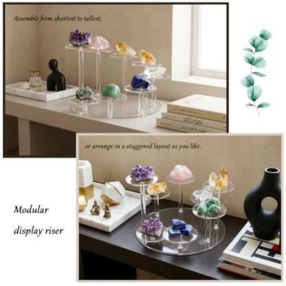 8 Tier Clear Display Risers for Small Figures Acrylic Display Stand for Perfume Round Riser for Decor and Potted Succulents 1 Pack