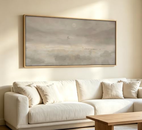 Wood Framed Jesus & Sheep Wall Art, Large Minimalist Christian Painting Canvas Prints, Jesus Leaves the 99 Sheep Picture, Modern Beige Religious Landscape Artwork for Bedroom Prayer Room 24×48 in - color: Jesus Sheep, size: 48"L x 24"W