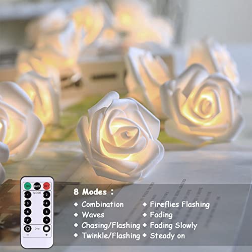 echosari Rose Fairy Lights Battery Operated 15Ft Warm White - color: Warm White, size: Rose