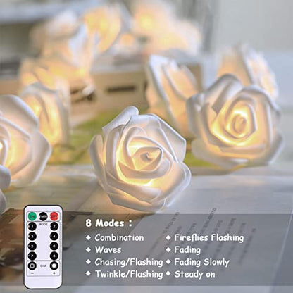 echosari Rose Fairy Lights Battery Operated 15Ft Warm White - color: Warm White, size: Rose