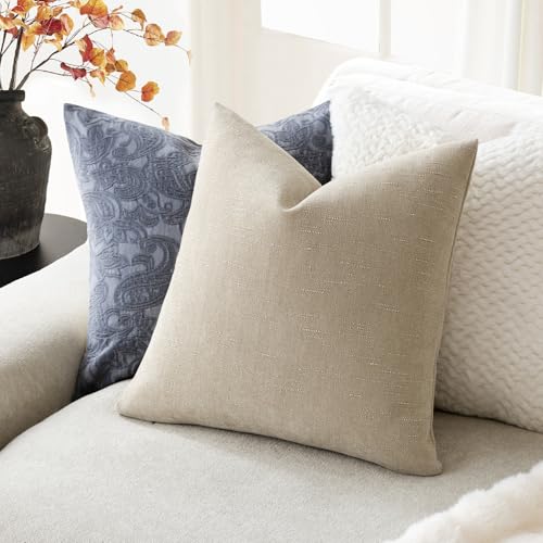 Foindtower Solid Textured Chenille Throw Pillow Covers 16x16 Inch,Beige - color: Cement, size: 16" x 16" (Pack of 2)