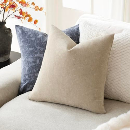 Foindtower Solid Textured Chenille Throw Pillow Covers 16x16 Inch,Beige - color: Cement, size: 16" x 16" (Pack of 2)