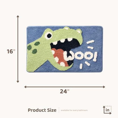 Molesun Dinosaur Bath Mat 16x24, Soft Absorbent Microfiber Bath Rugs - color: Roar, size: 16" x 24"