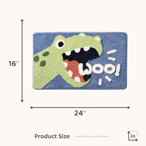 Molesun Dinosaur Bath Mat 16x24, Soft Absorbent Microfiber Bath Rugs - color: Roar, size: 16" x 24"
