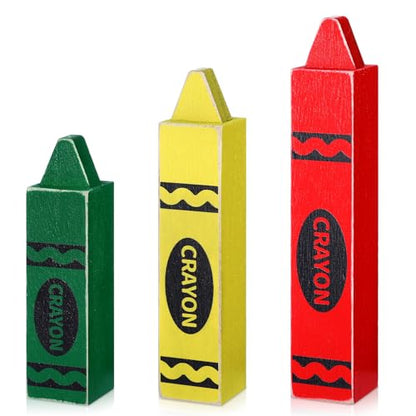 3 Pcs Back to School Wooden Crayon Shaped Classroom Table Decor