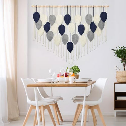 Large Macrame Wall Hanging Leaf Boho Woven Tapestry Bohemian Wall Decor - color: 51.5"W x 33.5"L