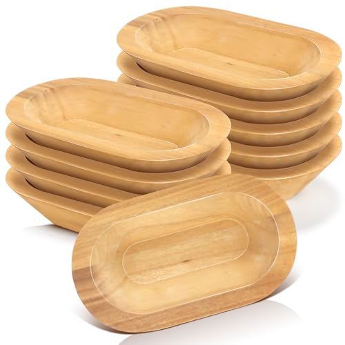Nuogo 10 Pack 8.5 Inches Wooden Dough Bowls Bulk Rustic Bowls, Khaki - color: Khaki, size: 8.5 Inches
