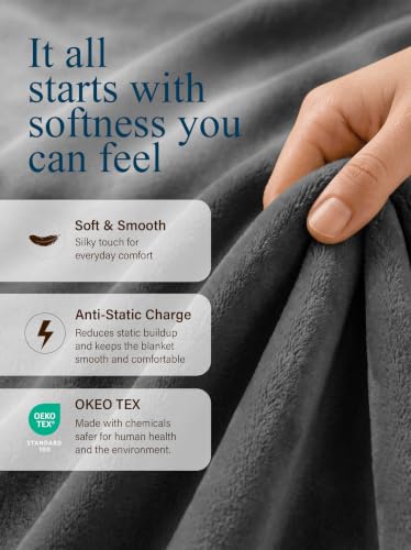 Utopia Bedding Soft Fleece Bed Blanket Throw XL Size Grey (50x70 Inch) - color: Grey, size: Throw XL (50x70 Inch)