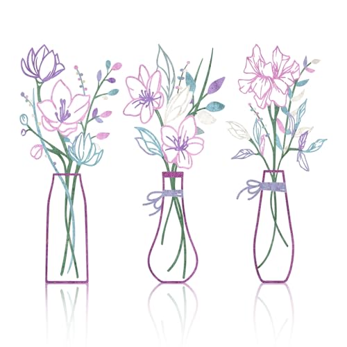 Zzbakress 3 Pieces Metal Flowers Wall Art for Bathroom (Pink Purple) - color: Pink Purple