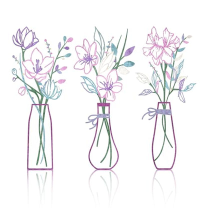 Zzbakress 3 Pieces Metal Flowers Wall Art for Bathroom (Pink Purple) - color: Pink Purple