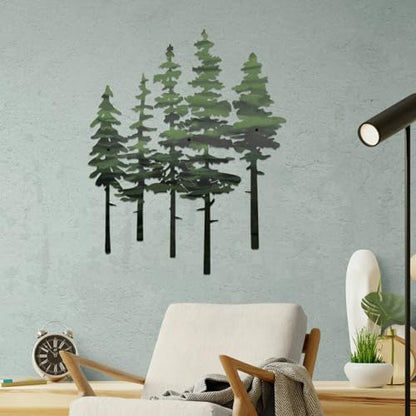 ESTART Metal Pine Tree Wall Art, Metal Tree Wall Decor - color: Green