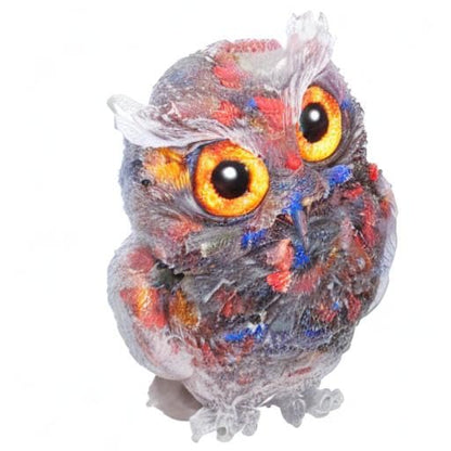 Jovivi 2.5" 7 Chakra Crystal Owl Statue Hand Carved Resin Figurines - color: 7 Chakra