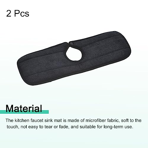 uxcell Kitchen Sink Splash Guard, 2pcs Microfiber Faucet Absorbent Mat, Machine Washable Drip Catcher and Dish Drying Mats for Kitchen, Bathroom, Bar, Black - size: 14.96" x 5.1"