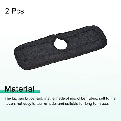 uxcell Kitchen Sink Splash Guard, 2pcs Microfiber Faucet Absorbent Mat, Machine Washable Drip Catcher and Dish Drying Mats for Kitchen, Bathroom, Bar, Black - size: 14.96" x 5.1"