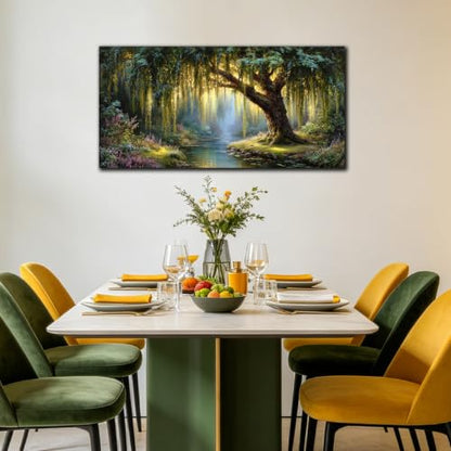 MXUNYZ Green Willow Tree Canvas Wall Art Botanical Nature Print Painting - color: Green, size: 40"L x 20"W