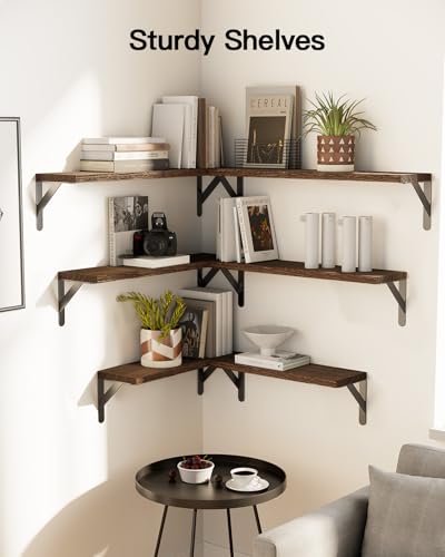 Amada Solid Paulownia Wood Wall Shelves, Large Size, 6 Pcs, Brown - color: Brown, size: Large