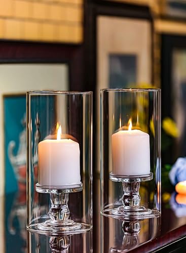 CYS EXCEL 2 PCS (H:10" D:4.75") Open Ended Glass Hurricane Candleholder Tube Shade | Multiple Size Choices Open Flame Candle Chimney Tube Cover | Bottomless Cylinder - size: 4.75" Wide x 10" Tall