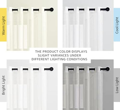 NICETOWN White Sheer Linen Curtains 84 Inch Length 2 Panels Set, W52xL84 - color: White, size: 52"W x 84"L (Pack of 2)