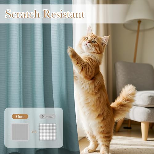 NICETOWN Non-See-Through Turquoise Privacy Sheer Curtains 84 Inches Long - color: Teal, size: 52"W x 84"L (Pack of 2)