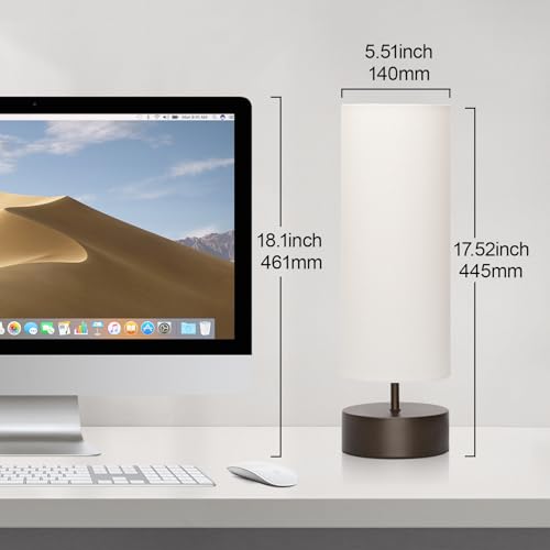 3 Way Dimmable Touch Control Table Lamp, Bedside Table Lamp with Dark Brown Base, Modern Nightstand Lamp with Beige Shade, Simple Night Light for Bedroom Living Room Home Office, 9W LED Bulb Included - color: Brown Base with Beige Shade