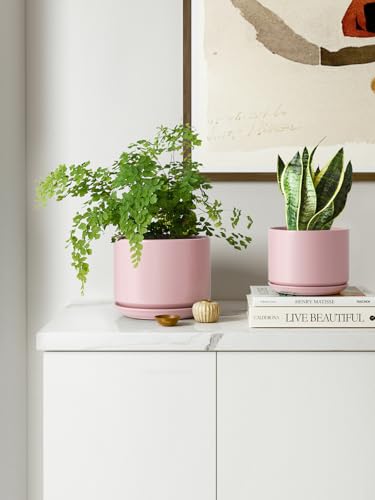 LE TAUCI Ceramic Pots for Plants, 4.3+5.3+6.8 Inch, Set of 3, Pink - color: Pink, size: 4.3"+5.3"+6.8"
