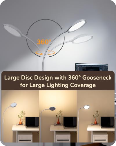 EDISHINE 18W LED Floor Lamp for Living Room, Diamond-Surface, Silver - color: Silver