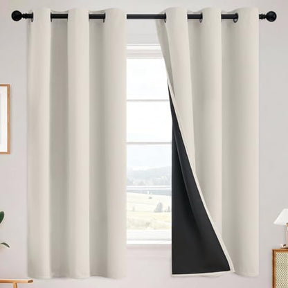 SimpleHome Cream 100% Blackout Curtains Room Darkening Living Room 63 Inch - color: Cream, size: 38"W x 63"L (Pack of 2)