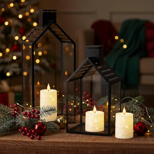 Raycare Ivory Flameless LED Pillar Candles Battery Operated Remote Timer - color: 5pcs-Ivory