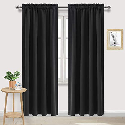 DWCN Blackout Curtains for Bedroom Living Room 52 x 95 Inch Long Black - color: Black, size: 52"W x 95"L (Pack of 2)