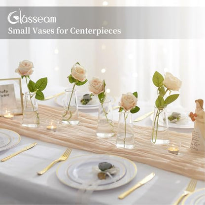 Glasseam Small Glass Vases for Flowers, 12 Pcs Clear Bulk Centerpiece Vases - size: Clear-12pcs