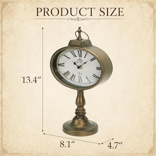 NIKKY HOME Large Mantel Clock, Antique Clocks Silent-Non-Ticking