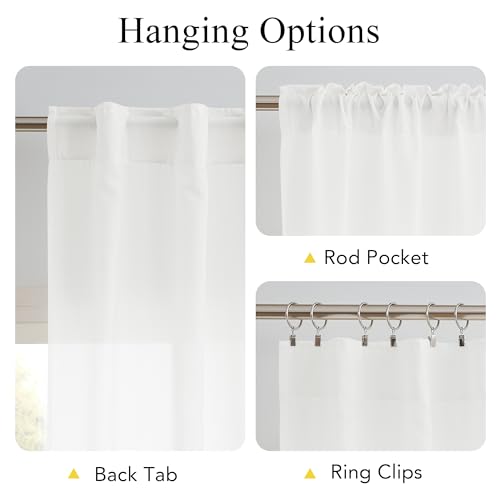 NICETOWN Non-See-Through Sheer Bathroom Curtains, Off White, W52xL45 - color: Off White, size: 52"W x 45"L (Pack of 2)