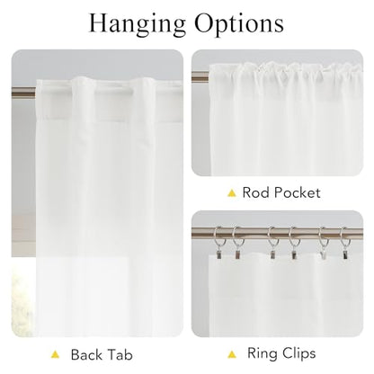 NICETOWN Non-See-Through Sheer Bathroom Curtains, Off White, W52xL45 - color: Off White, size: 52"W x 45"L (Pack of 2)