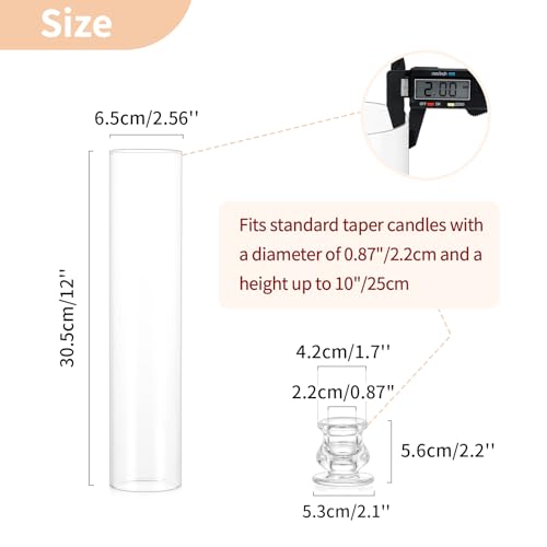 NUPTIO Hurricane Glass Candle Holders for Wedding - 12" H Set of 10