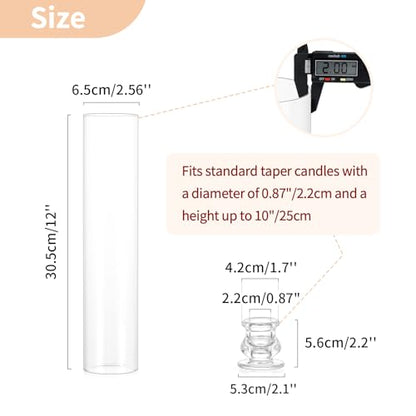 NUPTIO Hurricane Glass Candle Holders for Wedding - 12" H Set of 10