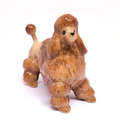 Handmade Ceramic Brown Poodle Figurine, Shelf Decor