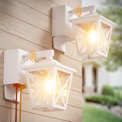 Ehaho Porch Light with GFCI Outlet Aircraft Grade Aluminum Alloy-White 2PCS - color: White, size: 2PCS