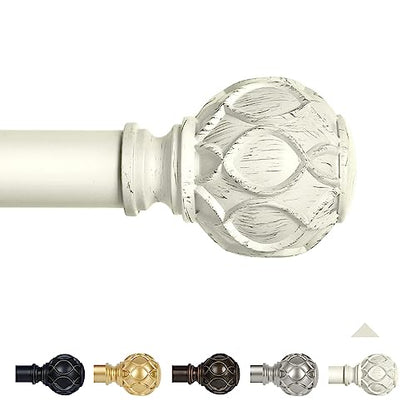 TANGWIN Farmhouse Curtain Rod Adjust 18-45",Heavy Duty Boho,Antique White - color: Antique White, size: 18-45" & 1pack