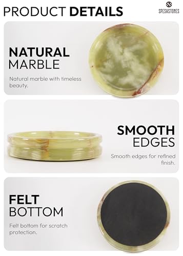 Marble Jewelry Dish, 5" Handmade Green Ring Tray - color: Green Onyx
