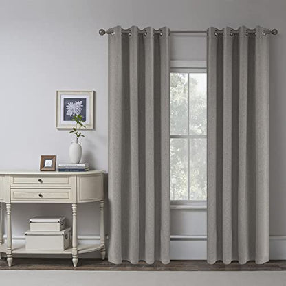 100 Percent Blackout Curtains 84 Inches Long - 2 Panels Stone Colour Burg Linen Textured Curtains - Shabby Chic Linen Curtain Drapes for Modern Farmhouse(2 Panels,W 52 x L 84 Inch Length) - color: Stone, size: 52"W x 84"L (Pack of 2)