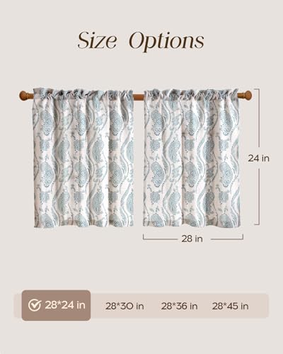 Miss Adola 24 Inch Length Kitchen Tier Curtains, Blue Farmhouse - color: Blue Farmhouse, size: 28"W x 24"L (Pack of 2)