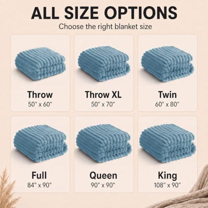 HIMEET Dusty Blue Throw Blanket for Couch, 300GSM Ribbed, 50 x 60 Inches - color: Dusty Blue, size: Throw (50" x 60")