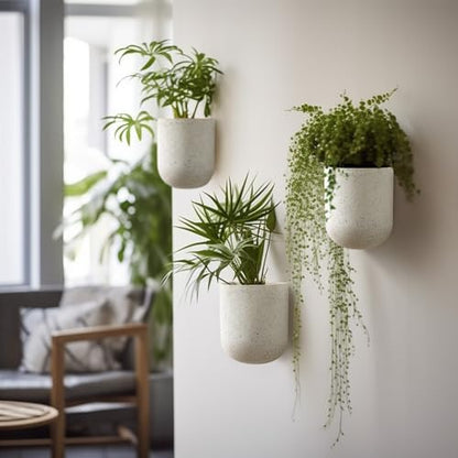 LA Jolie Muse Wall Planters for Indoor Plants, Hanging Flower Pots, 2 Pack - color: Speckled White