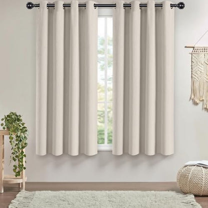 Beige Boho Blackout Curtains 2 Panels for Bedroom 52W*63L - color: Beige, size: 52"W x 63"L (Pack of 2)
