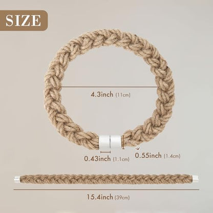 NICEEC 2 Pack Natural Jute Rope Curtain Tiebacks Elegant Boho Style Magnetic Drape Tie Backs Soft Hand-Woven Rope Curtain Holdbacks for Home & Office Drapery (Jute Rope-Thick) - color: Jute Rope-thick, size: 2 Pack