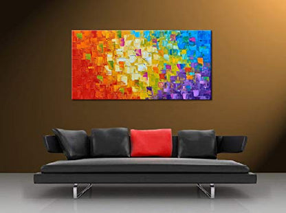 Seekland Art Hand Painted Texture Large Oil Painting on Canvas Modern Abstract Huge Wall Art for Living Room Decor Contemporary Artwork Framed Ready to Hang (Framed 60 * 30 inch) - size: 60"L x 30"W