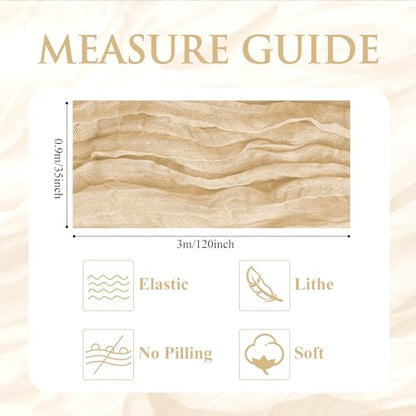 Cheesecloth Table Runner 10FT Sand Boho Gauze Rustic Sheer Table Runners - color: Sand, size: 1 Pack