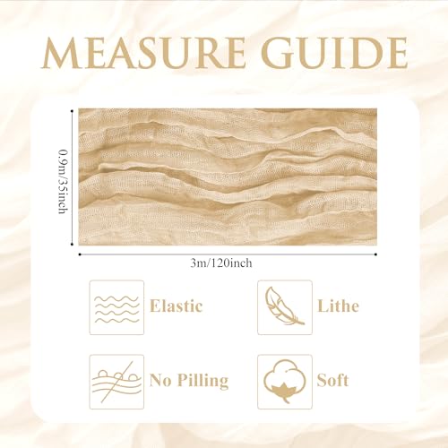 Cheesecloth Table Runner 10FT Sand Boho Gauze Rustic Sheer Table Runners - color: Sand, size: 1 Pack