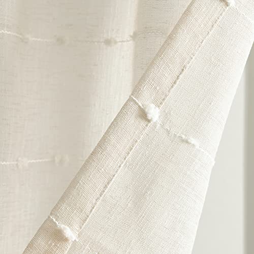 Lush Decor Farmhouse Textured Sheer Window Curtain Valance, 52"W x18"L, Beige - color: Beige