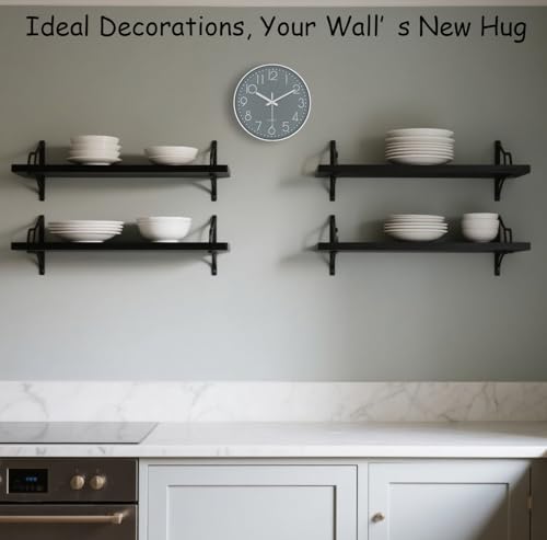 Silent Wall Clocks Battery Operated 8 Inch, Analog Wall Clock with Oversized Number Tempered Glass Clock Face, Quartz Non Ticking Wall Clocks for Living Room Bedroom Kitchen Office, Grey - color: Gray, size: 8 Inch